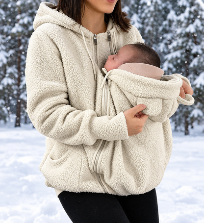 Abrigo polar para mamá y bebé, manos libres